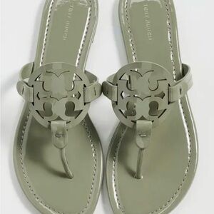 Tory Burch Olive Green Miller Logo Thong Sandals